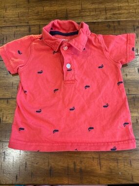 Carter's Red Polo Shirt with Navy Whale Print